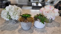 4PC FAUX FLORALS &  GREENERY