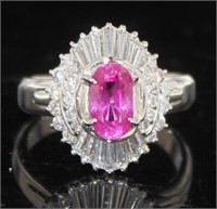 GIA Platinum 2.20 ct Natural Ruby & Diamond Ring