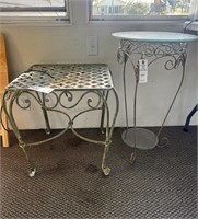 Wrought Iron Outdoor Table and Round Wrought