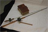 (2) Rods & Reels And Tacklebox w/ Fishing Items
