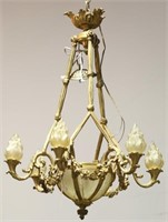 19th CENTURY FRENCH CHANDELIER WITH FROSTED GLASS