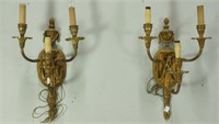PAIR OF 1940's ADAM's STYLE  FRENCH BRASS SCONCES