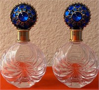 Q - PAIR OF FRENCH CRYSTAL PERFUME BOTTLES (S34)