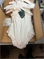 New 12PK White Medium Spaghetti Strap Body Suit