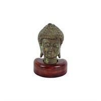 Antique Thai bronze head of Buddha