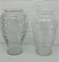 2 Decorative large glass vases 16"x 9"