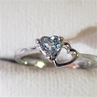 Silver Rhodium Plated  Blue Topaz(0.5ct) Ring