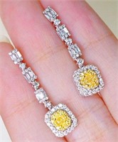 0.9ct natural yellow diamond earrings in 18k gold
