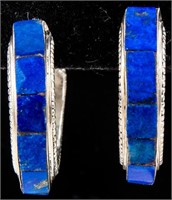 Jewelry Sterling Silver and Lapis Pierced Earrings