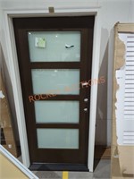 Front Door and trim, four pain opaque glass