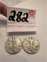 41' & 42' Silver Walking Liberty Half Dollar Coins