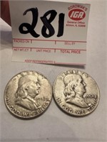 52' & 54' Franklin Half Dollar Coins