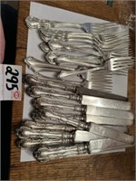 20pc Sterling Silver Knife and Fork Set