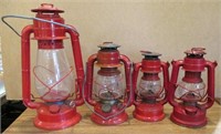 (4) Vintage Deitz & Other Red Lanterns