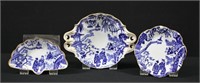 3pc Royal Crown Derby Blue Mikado Plates