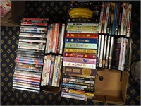 Two boxes of DVDs including The Simpsons