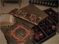 MIsc lot rugs and pillows, linens