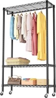 B579 Heavy Duty Rolling Garment Rack, 3 Tiers