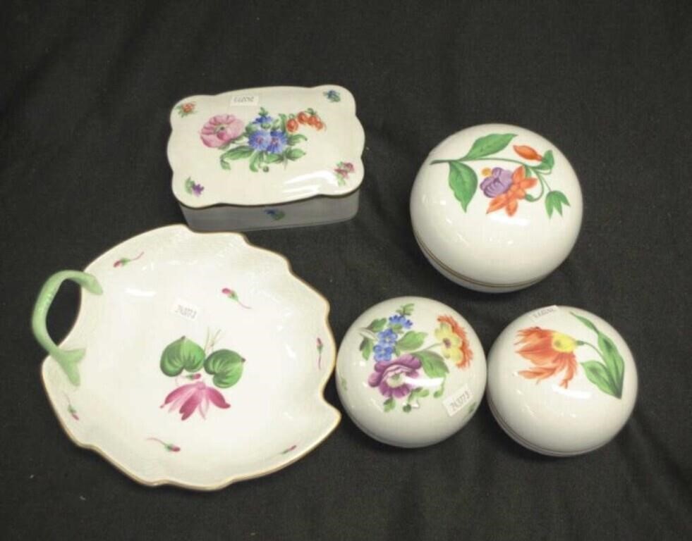 Four various Herend porcelain trinket boxes