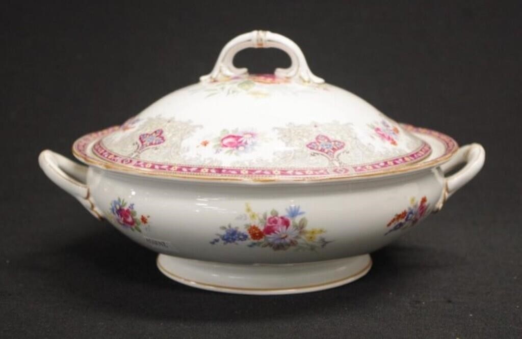 Shelley Red Georgian lidded serving tureen