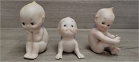 (3) Porcelain Kewpie Doll Figures