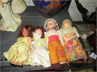 4 Antique Dolls-2 are Mache