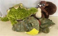 3 Plush Stuffed Animals-Squirrel, Dino, Alligator
