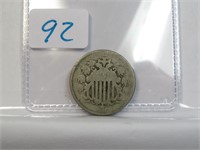 1866 P Shield Nickel With Rays