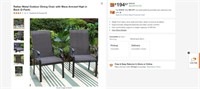 B7646 Metal Outdoor Dining Chair black 2 pack