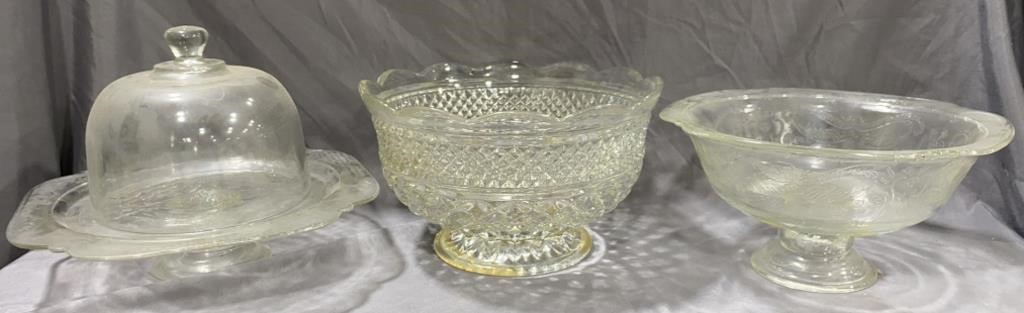 Clear Glass Punch Bowl, Pedestal Bowl