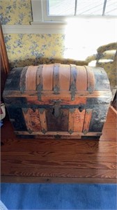 Antique large Camelback steamer trunk, with