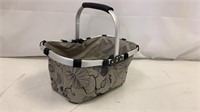 Portable Market Basket Fabric Foldable Gray/navy