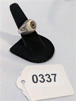 Vintage Sterling Silver Glass Eye Ring Sz 8