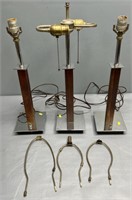 3 MCM Wood Chrome Lamps