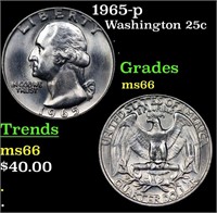 1965-p Washington Quarter 25c Grades GEM+ Unc