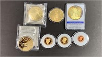 (7) Replicas: Gold-plated Copper Coins & Copy