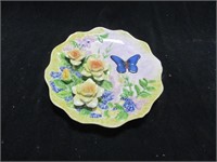 Decorative Plate with Butterfly and Flowers