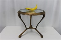 Vintage Brass & Glass Small Side Table