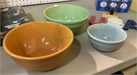 Lot of three Bauer mixing bowls - two larger and