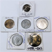 Lot Of Commemorative Items (Coins, Tokens, Button)