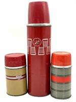 Vintage Metal Thermos Bottles 14” Tall and