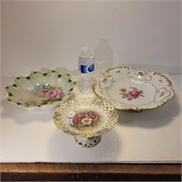 Porcelain floral dishes Job Lot x3