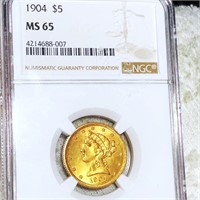 1904 $5 Gold Half Eagle NGC - MS65