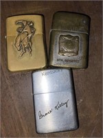 2 vintage zippo lighters and 1 Vulcan lighter