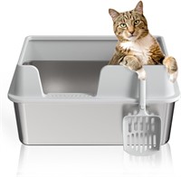 Stainless Steel Cat Litter Box with Lid  Large