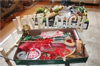 Box Lot of Christmas Items, Napkin Rings & More