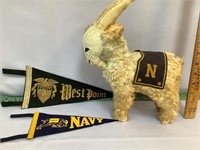 Antique Navy West Point mini pennants & mascot