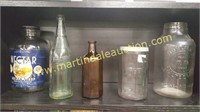 (5) Vintage Glass Jars, Bottle - Syrup, Grand-Pop,