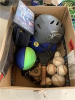 Sports box, balls, gloves, helmets etc...