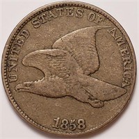 1858 Flying Eagle Cent - Large Letters F/VF